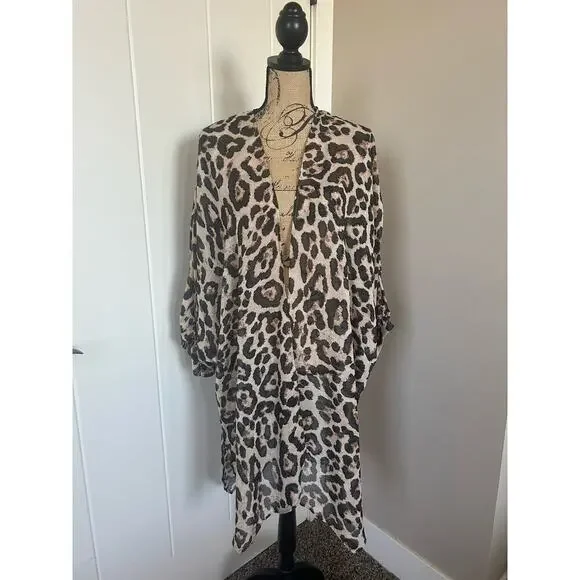 Davi & Dani Sheer Leopard Duster Size M - Picture 3 of 8